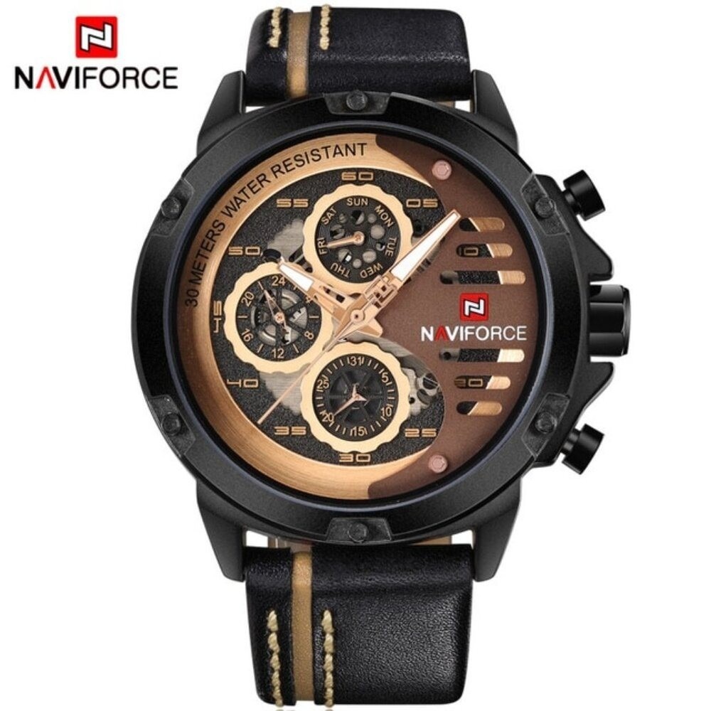 Naviforce Stylish Chronograph‎ Watch in Leather for Men